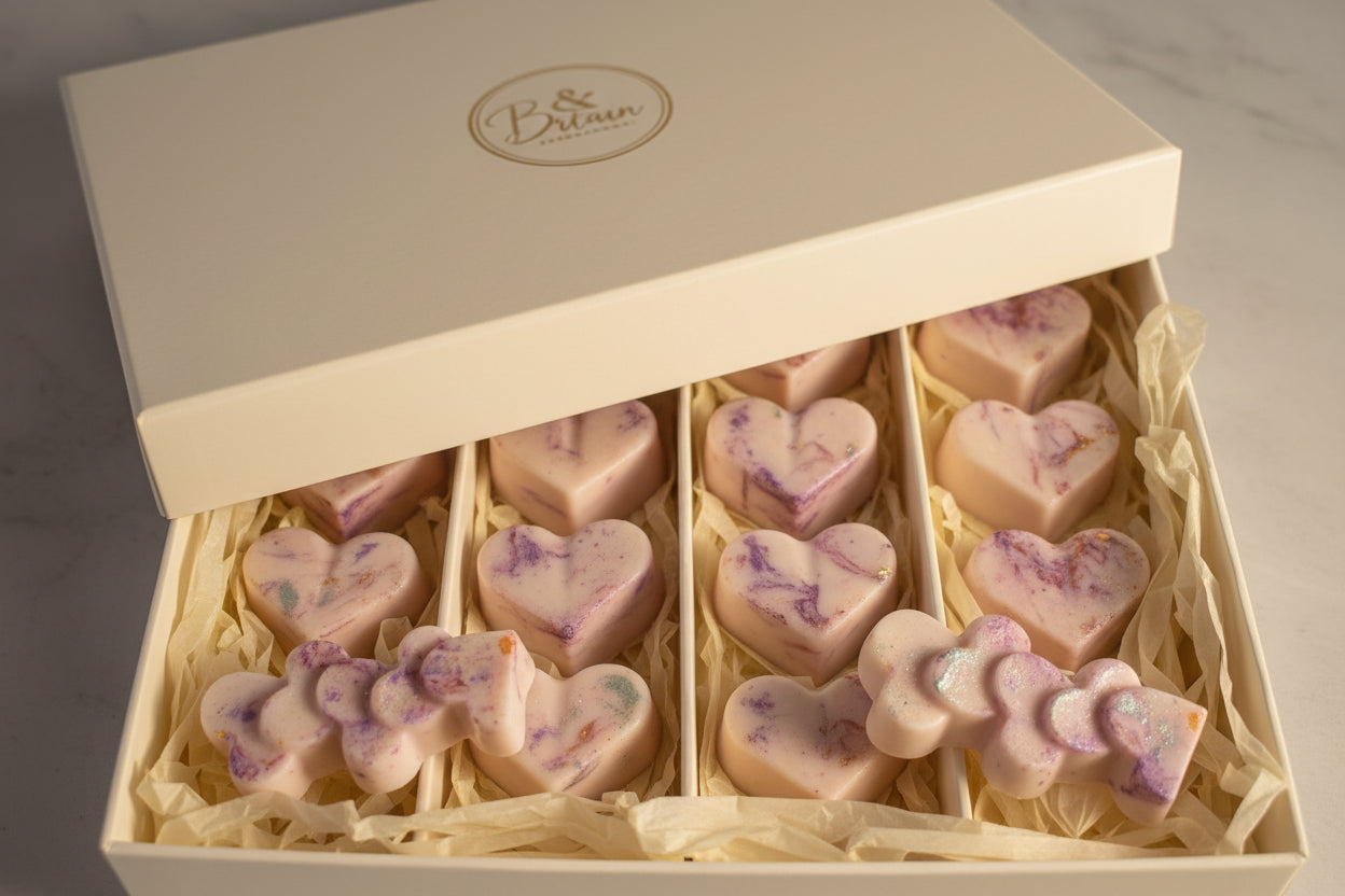 Stacking heart wax melt in various colors and scents