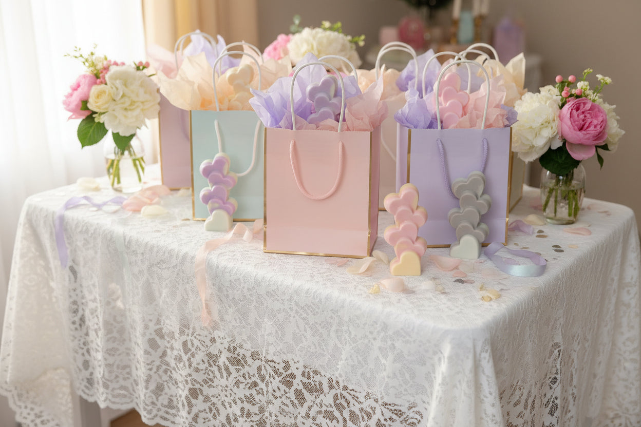 Stacking wax melt hearts as a gift for an event