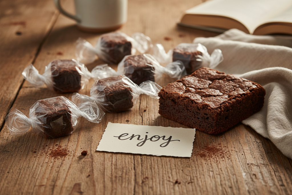 Brownie Bites and Single Brownie with Enjoy Note