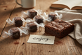 Brownie Bites and Single Brownie with Enjoy Note