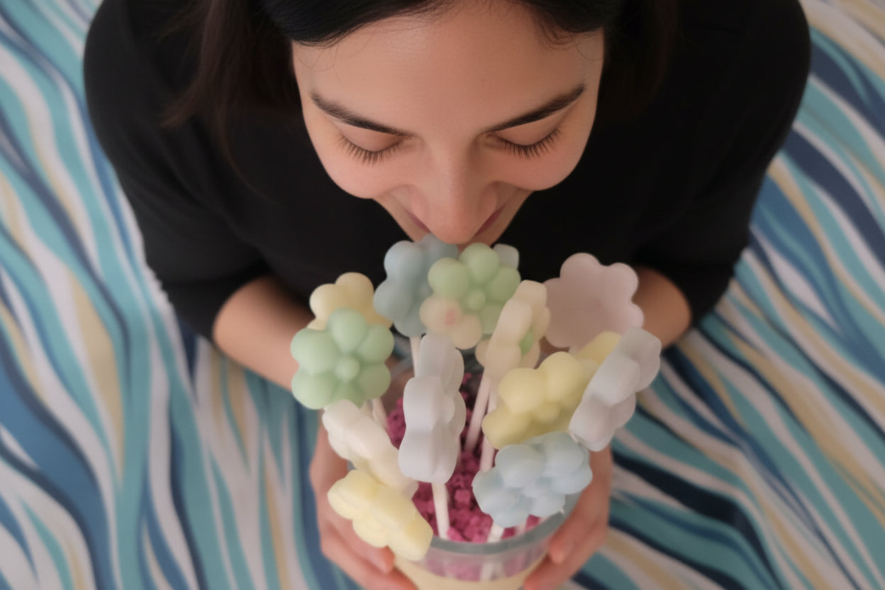 Colorful flower-shaped wax melts