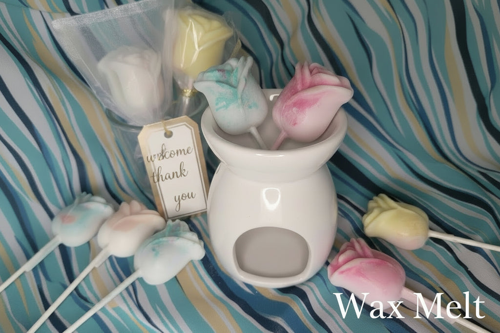 rose wax melt with thank you and welcome