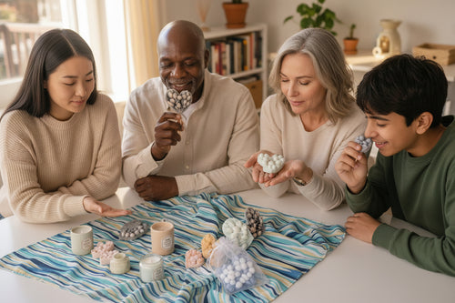 Decorative rose boutique people enjoying the scents.
