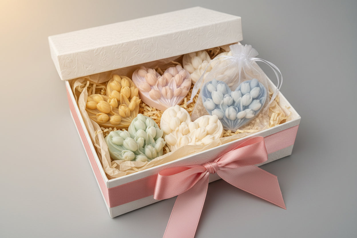 Collection of heart-shaped Wax Melts in gift box