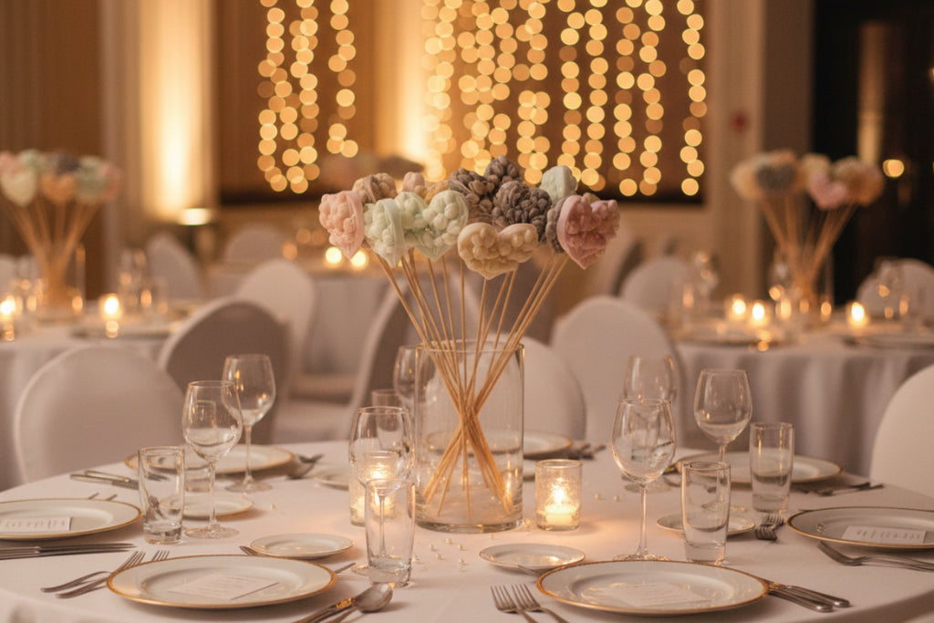 Decorative rose wax boutique as centerpiece 