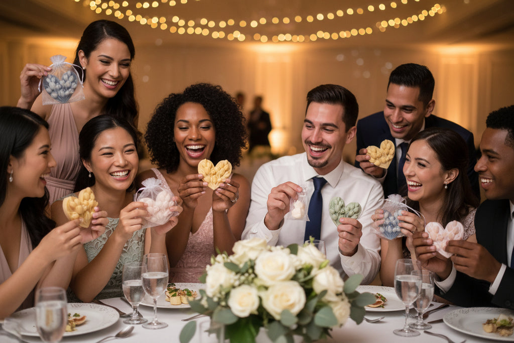 Heart-shaped wax melts for wedding guest gifts