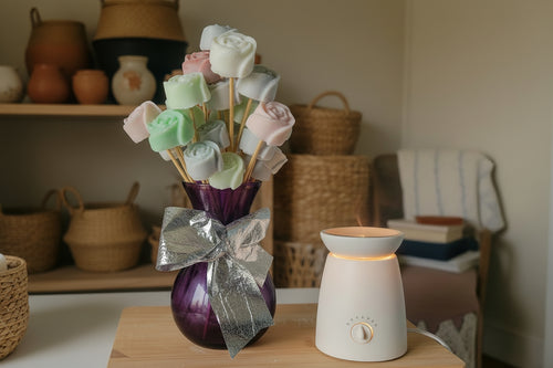 Decorative flowers made of wax melts